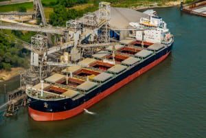 Aerial Photography, Loading Soy onto Ship